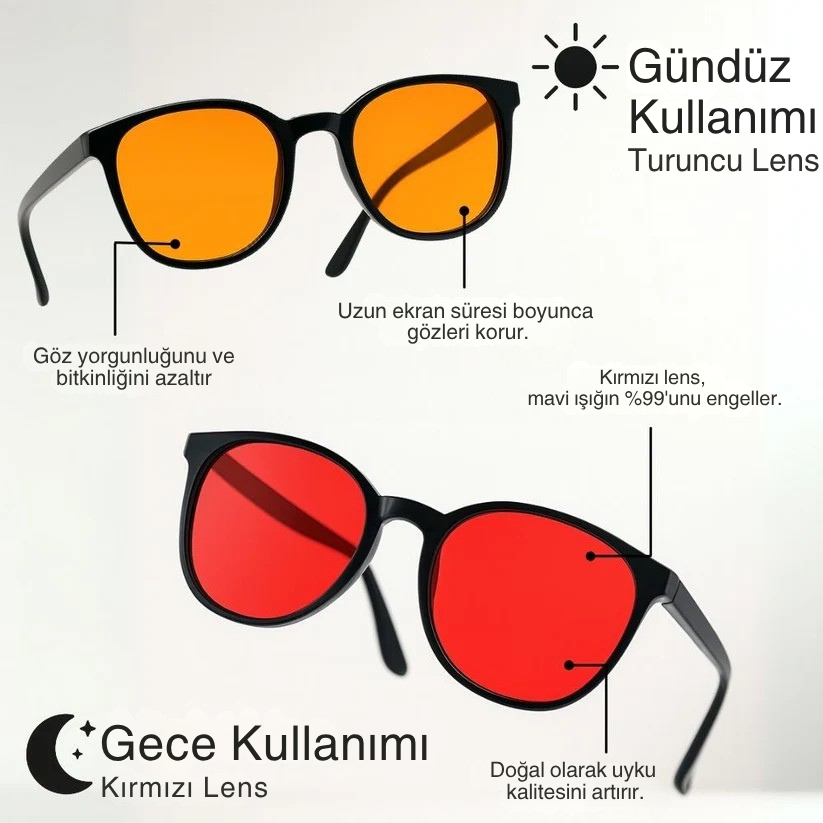 Flow® | Unisex Kırmızı Lensli Mavi Işık Engelleyici Gözlük