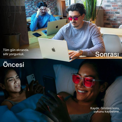 Flow® | Unisex Kırmızı Lensli Mavi Işık Engelleyici Gözlük